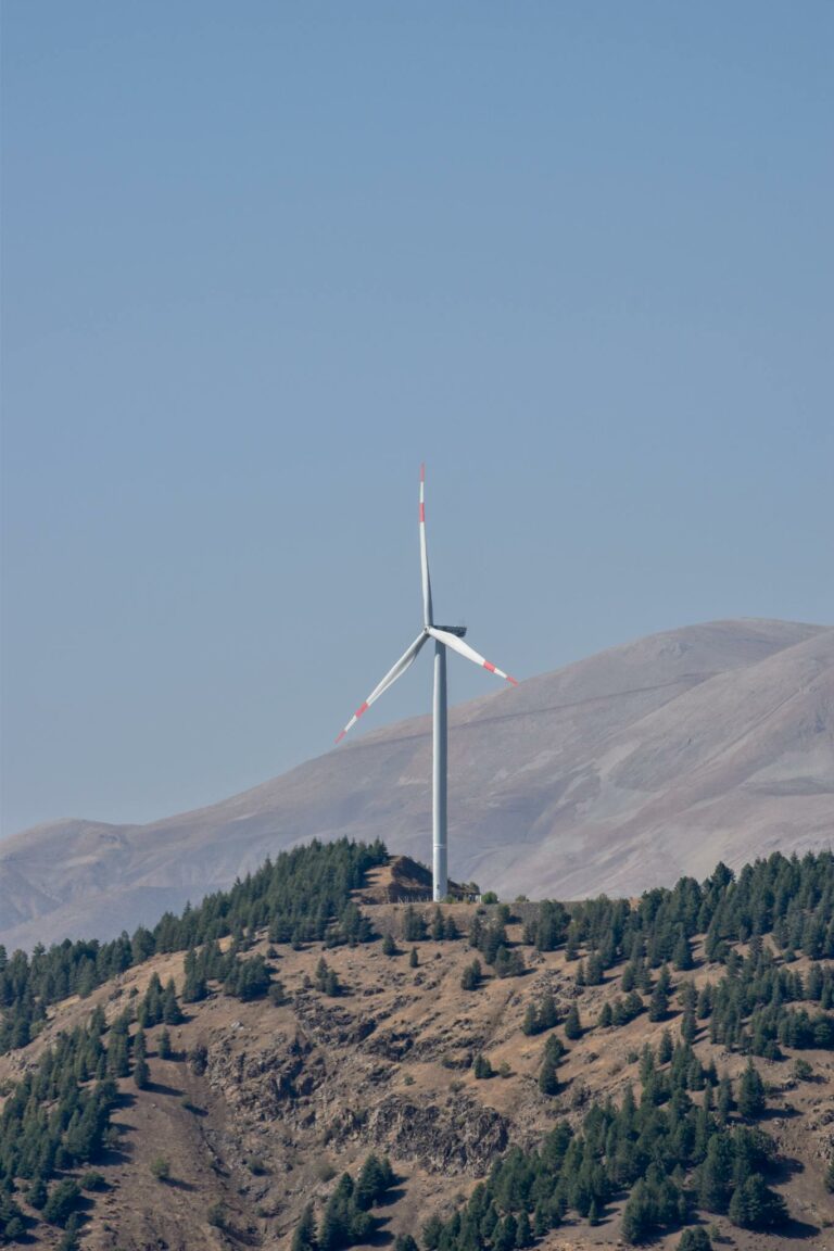 Wind Turbine on Forested Mountain